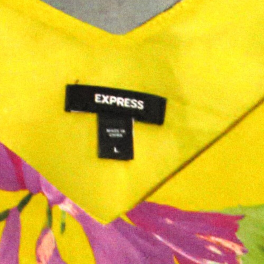 Express Satin Floral V-Neck Downtown Cami L - Picture 2 of 2